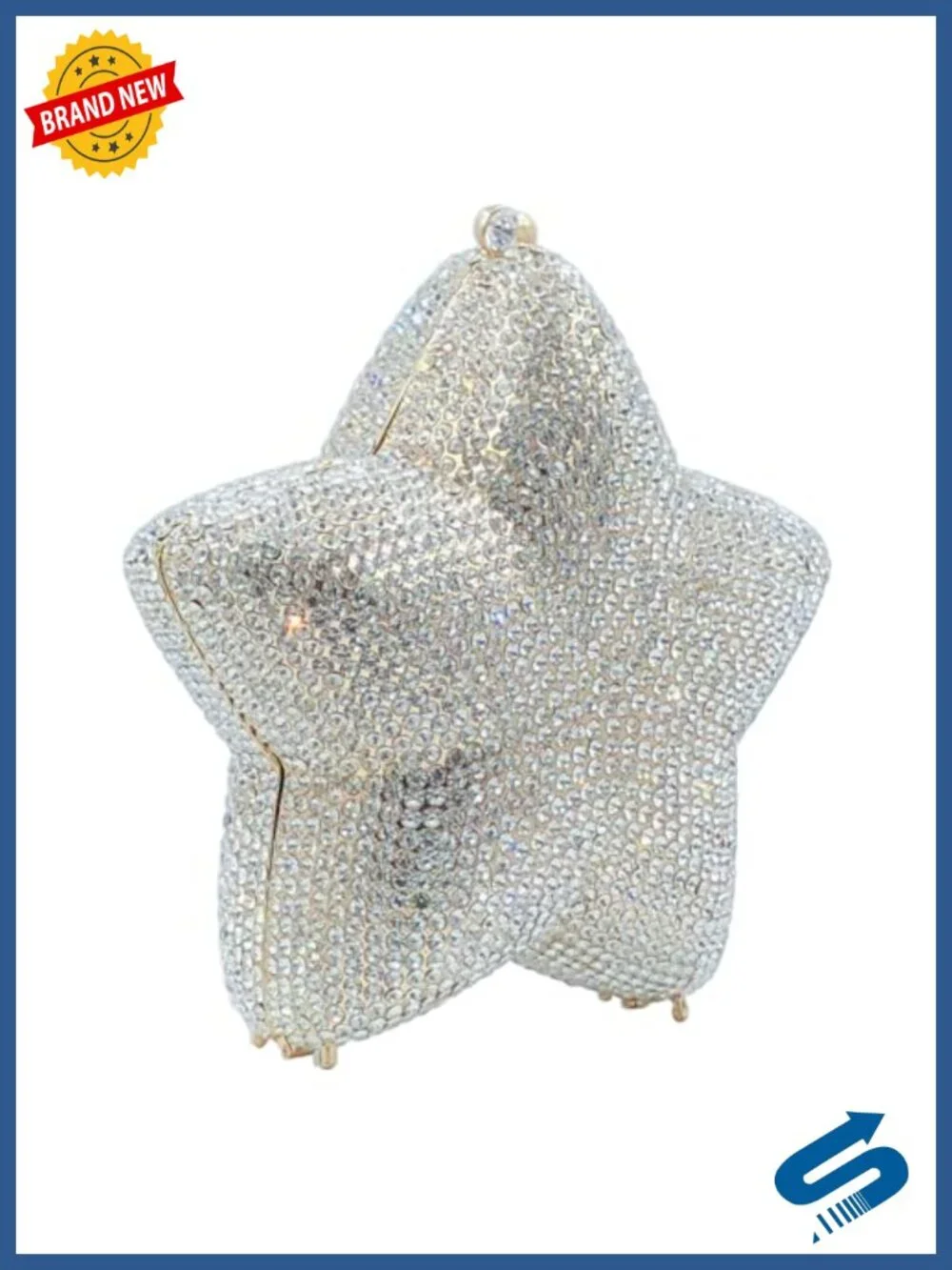 3D Star Shape Crystal Clutch Evening Bag Rhinestone Minaudiere